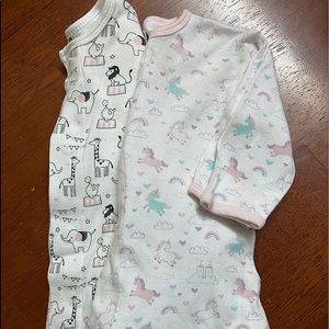 2 size 6 months girl magnetic E=MC sleepers